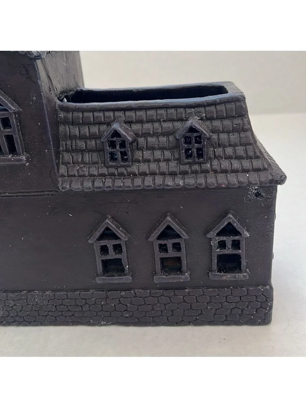 Pottery Barn Wax Haunted House Votive Candle Holder Halloween Vintage Black